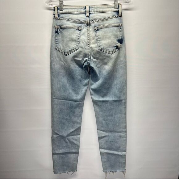 L'AGENCE Womens Margot High Rise Raw Hem Jeans Celestial Blue Acid Wash 25 - Picture 5 of 8